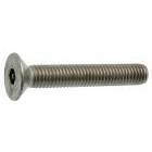 Vis à métaux inviolables  -  Tête fraisée 6 pans creux+téton   -   M  6  x  10   -   Inox A2